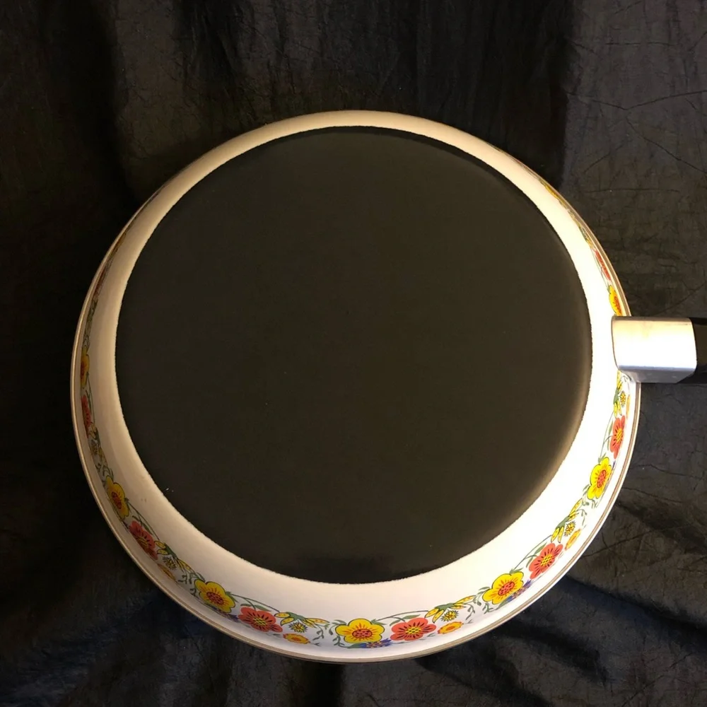 Vintage Floral Enamelware 10” Pan